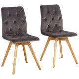 4-Fußstuhl ANDAS "Rania", grau (grau, eichefarben), B:45cm H:91cm T:55cm, weicher Webstoff mit feiner Struktur aus 100% Polyester;Microfaser in Samtoptik aus 100% Polyester, Stühle, Im 2er/4er/6er-Set