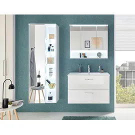 Stella Trading Waschtischkombination 2-teilig BEST, Weiß Hochglanz - B 80 cm - inkl. Mineralgussbecken
