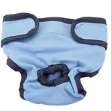 Hundewindeln für Hündinnen, Waschbar Schutzhose Hundewindeln Robuste und Wiederverwendbare Hund Hygieneunterhose aus Baumwolle mit Magictape für Weibliche Haustiere Hunde Welpen(blau M)