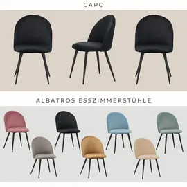 Albatros Esszimmerstuhl CAPO Samt Schwarz 4er Set