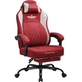 GTPLAYER Gaming Stuhl aus Stoff, Bürostuhl Integrierte Lendenwirbelstütze, Bürostuhl,Gaming chair mit Federkissen Fußstütze,Verdickte Rückenl... - Rot