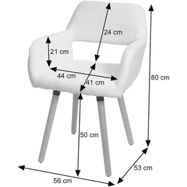 Mendler 6er-Set Esszimmerstuhl HWC-A50 II, Stuhl Küchenstuhl Polsterstuhl, Holz Stoff/Textil Bouclé (450g/m2) FSC® ~ creme
