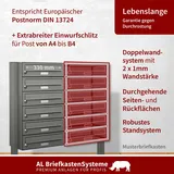 AL Briefkastensysteme 38 Fächer Premium Stand Briefkasten Anlage in RAL 9007 Aluminium Grau, Post A4, robust, wetterfest, Artikelnummer: 132P38S4P9007