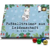 Mr. & Mrs. Panda Schoko Adventskalender Fußballtrainer Leidenschaft - Blau Pastell - Geschenk, Arbeitskollege, Schokoladen Adventskalender, Ausbil... - Blau