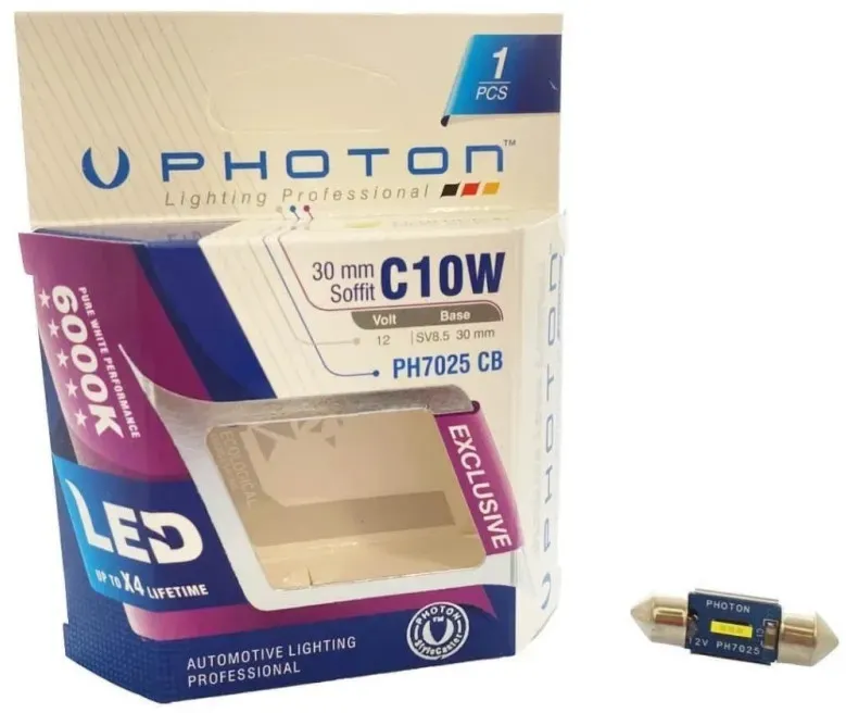 1 Stück LED-Glühbirne 1 SMD C10W 12V 30 mm Weißlicht 6000 K Photon EXCLUSIVE-Serie, Canbus fehlerfrei