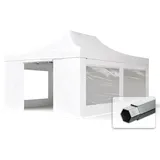 TOOLPORT ALU Pavillon Faltpavillon 4x6m mit Panoramafenster robust und wasserdicht Professional 50mm Partyzelt weiß