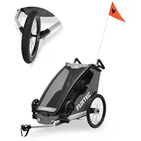 FUXTEC Fahrradanhänger FX-FA1S grau mit Joggerrad