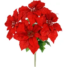 I.GE.A. Kunstblumenstrauß I.GE.A. "Bouquet Poinsettia", rot, B:35cm H:50cm L:35cm, Polyester, Kunstpflanzen, Weihnachtsstern Christstern Weihnachtsdeko Kunstblume Weihnachtsblume