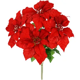 I.GE.A. Kunstblumenstrauß I.GE.A. "Bouquet Poinsettia", rot, B:35cm H:50cm L:35cm, Polyester, Kunstpflanzen, Weihnachtsstern Christstern Weihnachtsdeko Kunstblume Weihnachtsblume