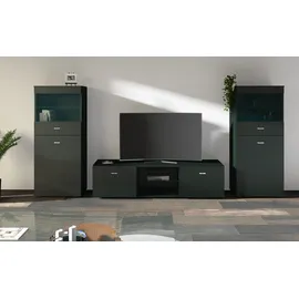 borchardt Möbel Wohnwand BORCHARDT MÖBEL "Scala", schwarz (schwarz matt), Kastenmöbel-Sets, Wohnwand, 3-tlg.