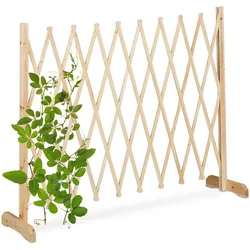 Relaxdays Rankgitter Holz, ausziehbar bis 275 cm, Rankhilfe Kletterpflanzen, Scherengitter freistehend, Garten, natur