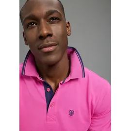 delmao Poloshirt "Neue Kollektion", Herren, Gr. 4XL (68/70), pink, Piqué, Obermaterial: 100% Baumwolle, kontrastfarbene Details, normal, angesetztes Bündchen, Shirts, normale Passform, Kurzarm, mit Stickerei