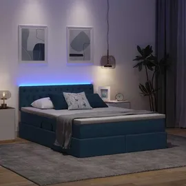 vidaXL Bett mit Stauraum und LED 140 x 200 cm Blau