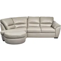 Livetastic Ecksofa, Greige, Holz, Kombination Echtleder/Lederlook, 4-Sitzer, L-Form, 273x194 cm, Made in EU, Wohnzimmer, Sofas & Couches, Wohnlandschaften, Ecksofas