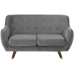 2-Sitzer Sofa Samtstoff grau BODO