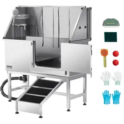 VEVOR Hundepflegewanne Hundewaschstation Edelstahl rechte Tür 1270x580x1495mm