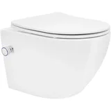 luxebath Wand WC Spülrandlos Weiß mit Bidet-Funktion Nano Beschichtung