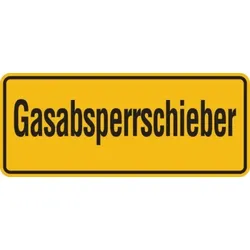 Hinweisschild, Gasabsperrschieber, 100x240mm, Folie/Aluminium - 240x100x0.45 mm Aluminium geprägt
