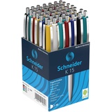 Schneider Kugelschreiber K15 farbsortiert Schreibfarbe blau, 50 Stück