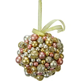 I.GE.A. Dekokugel "Perlenkugel", rosa (rosa, goldfarben), B:11cm H:11cm, Kunststoff, Dekofiguren, Hängekugel, Dekokugel