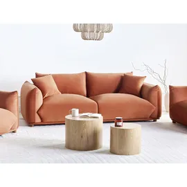 Beliani Sofa 3-sitzer Luvos Samtstoff Goldbraun