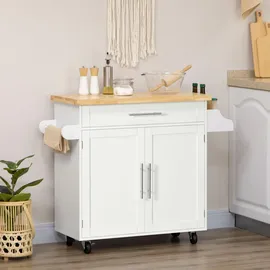 Homcom Küchenwagen rollbar Servierwagen Küchentrolley für Küche, Weiß 109 x 40 x 89 cm