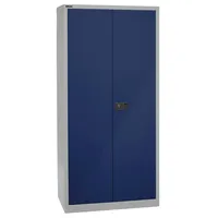 BISLEY Flügeltürenschrank Metall 50 x 91,4 x 195 cm Lichtgrau/Oxfordblau 4 Fachböden