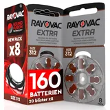 Rayovac Extra Size 312 Hörgerätebatterien PR41 Braun - 160 Batterien