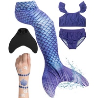 Corimori Monoflosse Meerjungfrauenflosse für Mädchen, Kinder, Jugendliche Schwimmfosse, Merjungfrauen Schwimmflosse mit Bikini Set blau Körpergröße bis 160cm