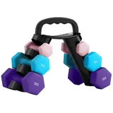 MC Star Hantel-Set mit Aufbewahrungsgestell, Set mit 6 Hanteln, (für Fitness-Training, 2 x 1kg, 2 x 3kg, 2 x 5kg) bunt