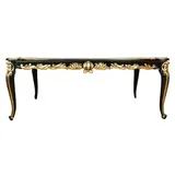 Pompöös by Casa Padrino Barock Luxus Esstisch mit Glasplatte Schwarz / Gold 180 x 100 cm - Pompööser Barock Esstisch designed by Harald Glööc... - Schwarz/Gold