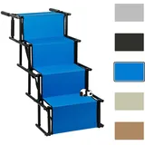 Rampe für Hunde, belastbar bis 60 kg, Hundetreppe faltbar, 5 Stufen, Hundetreppe Auto, verstellbare Rampe Höhe 56-76 cm, Hunderampe für Auto, Sofa oder Bett (blau)