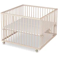 Sämann Laufgitter mit Matratze Cloud Air - natur - Premium Kollektion | Gr.: 100x100 cm