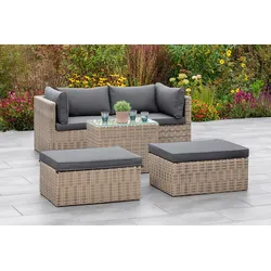 Gartengarnitur 4-tlg. Licosa Metall/Kunststoff/Glas/Textil