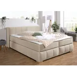 Guido Maria Kretschmer Home & Living Boxspringbett "Chelles", beige, B:187cm L:225cm, Samtoptik (100% Polyester), Bezug der Spiegelfläche Matratzendrell aus 100% Polyester, Struktur fein 100% Polyester), GUIDO MARIA KRETSCHMER HOME & LIVING, Komplettbetten, Boxspringbett, inkl.