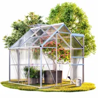 Gardebruk® Aluminium Gewächshaus 3,6m2 mit Fundament 190x190cm inkl. Dachfenster Treibhaus Garten Frühbeet Aufzucht 5,8m3