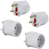 Intirilife 4x Steckdosen Adapter in Weiss - 4er Set UK Typ G auf EU Schuko Steckdosen Stromadapter Reisestecker für z.B. UK, Irland, Singapur, Malaysia - Typ G Reiseadapter Netzstecker Converter