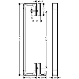 Hansgrohe Duschtürgriff Axor universal 444mm, Edelstahl-Optik