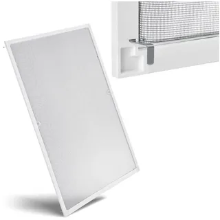 Fliegengitter mit Alu-Rahmen 110 x 130 cm für Fenster zum Einhängen UV-beständig in Weiß