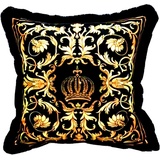 Harald Glööckler Luxus Deko Kissen Pompöös by Casa Padrino Schwarz/Gold Barock Muster / Schwarz 50 x 50 cm - Glööckler Kissen mit Glitzersteinen