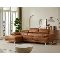 Ecksofa - Premium-Leder - Ecke Links - Karamell - EXCELSIORA