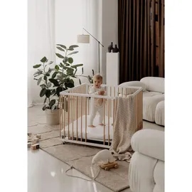 Sämann & Lattenrost - weiß/natur - Premium | Gr.: 120x120 cm Babymöbel, Laufstall Baby