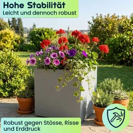 ethick Quadratischer Blumentopf 47 x 47 x 39 cm Beton-Grau