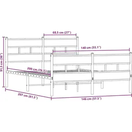 vidaXL Metallbett 140 x 200 cm Braun