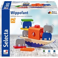 Selecta 62012 - Wippofant, Stapelspiel, Holz, 15,5 cm