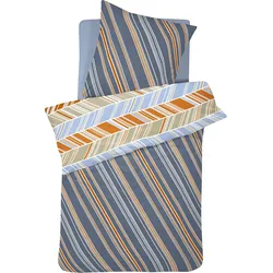 Wendebettwäsche CINDERELLA "Kites", orange, B/L: 135cm x 200cm, , Renforcé, B/L: 80cm x 80cm, Renforcu00e9, Obermaterial: 100% Baumwolle, Bettwäsche, mit Streifen