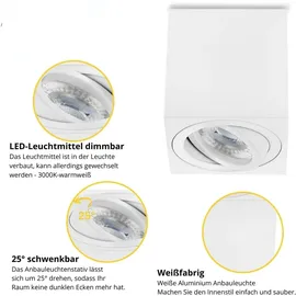 Sweet Led Aufbaustrahler 1er Aluminium eckig dimmbar warmweiß