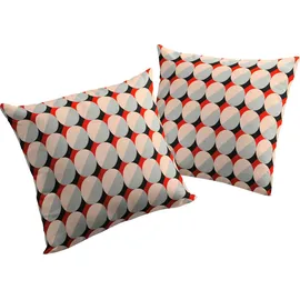 ADAM Audio Adam Dekokissen Circles, GOTS zertifiziert - Kissenhülle ohne Füllung, 1 Stück grau|orange 40 cm x 40 cm