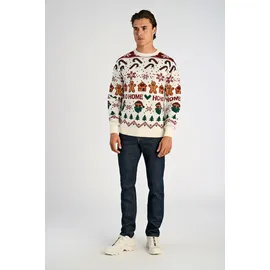 Lindbergh Weihnachtspullover mit Intarsien Muster Weiß M