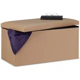 Relaxdays Polsterbank Kunstleder Beige 37,5 x 76,5 x 38,5 cm